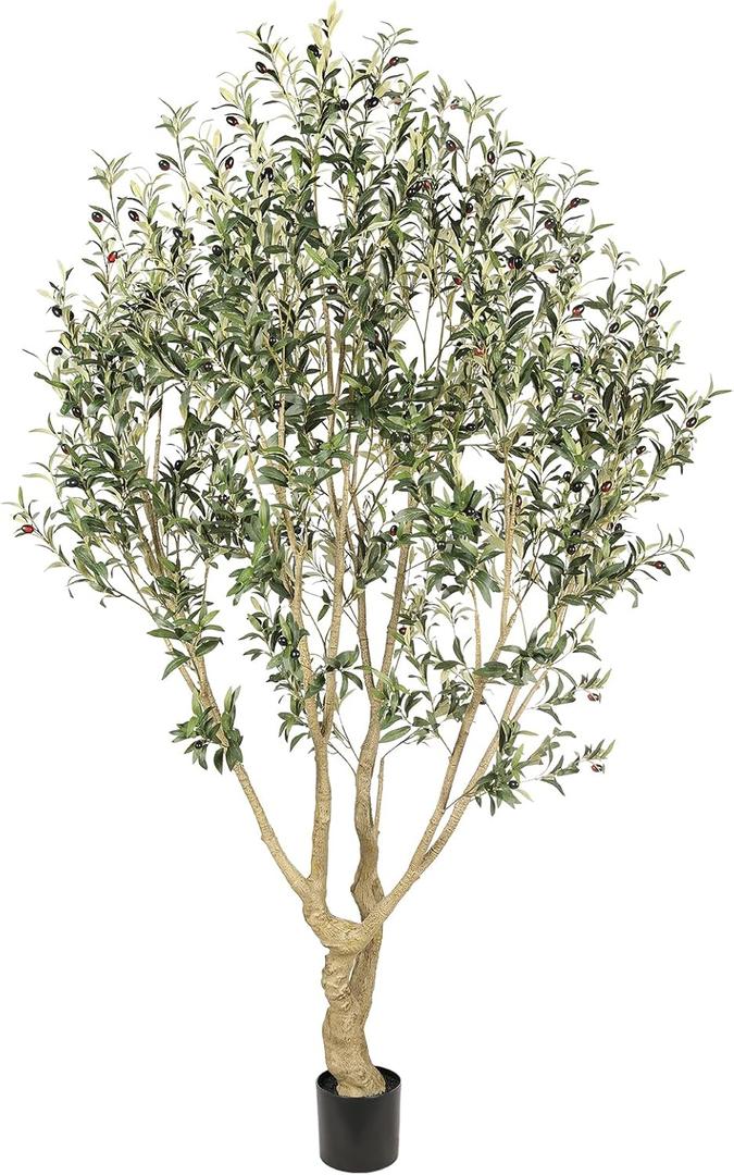 Realead Faux Olive Tree 7ft - Large Artificial Olive Tree Indoor with Realistic Leaves and Olives - Full and Grand Design Fake Olive Tree with Sturdy Base for Indoor Outdoor Office Decor