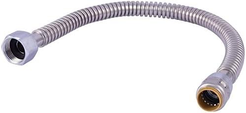 SharkBite Max 3/4 Inch x 1 Inch FIP x 24 Inch Stainless Steel Corrugated Flexible Water Softener Connector, Push to Connect Brass Plumbing Fitting, PEX Pipe, Copper, CPVC, PE-RT, HDPE, URSS3086FX24, (Pack Of 6)