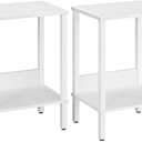 End Table, Side Table, Set of 2, Nightstands with 2-Tier Storage Shelves, Sofa Tables for Small Space, Coach Table for Living Room Bedroom, White UTBT101W2