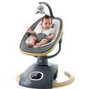 VaVaSoo Electric Baby Swing Newborn for Infants Mamroo with 5 Speeds, Multi Motion 3D Baby Rocker for Girl Boy Swingset Indoor with 13 Melodies Music, Remote Control, Dark Gray (Dark Grey-wood Grain)