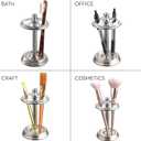 iDesign Steel Divided Toothbrush Holder Stand, The York Collection Four Divided Compartments, 3.25 x 3.25 x 5.75, Brushed Nickel & Polished Chrome