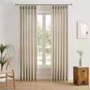 Beige Sheer Curtains 120 Inches Long with Pinch Pleat,Back Tab Pleated Drapes Hooks Thick Linen Textured Boho Farmhouse Extra Long 120 Inch Curtain for Dining Bedroom 42 Inch Wide Each Panel