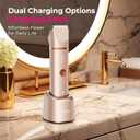 Bikini Trimmer for Women with Dual Head - IPX7 Waterproof & Painless Eletctric Razors for Public Hair - Eletric Shaver for Underarm Leg Body (Gold)