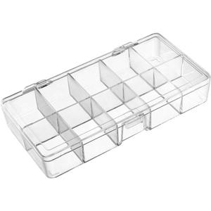 uxcell Component Storage Box - Plastic Fixed 10 Grids Clear White 176x88x30mm