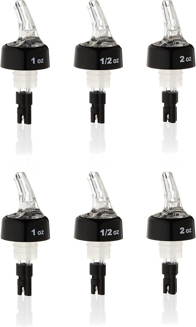 TRUE Measured Pour Spouts for Liquor Bottles Alcohol Pouter Spouts Home bar Liquor Pourers, 0.5oz, 1oz, 2 oz, Set of 6