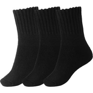 BomKinta Boot Socks for Women Winter Solid Thick Warm Socks Cozy Crew Socks Christmas Gift (Medium, Black Black Black -3 Pairs)