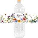100 Pieces Butterfly Water Bottle Labels Thank You Colorful Floral Wedding Bottle Wraps for Bridal Baby Shower Birthday Party Anniversaries Decoration