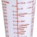 Kolder Mix N Measure Glass, Multi-Purpose Liquid and Dry Measuring Cup, 6 Units of Measurement, Heavy Glass, Red