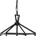 Untrammelife 4-Light Black Lantern Pendant Light, Adjustable Height Square Cage Pendant Hanging Lighting Fixture 11W Rustic Lantern Chandelier for Dining Room Kitchen Island Foyer