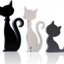 3PCS Halloween Cat Decorations Standing Cat Figurines,Gifts for Cat Lovers Women Kids,Black Cat Halloween Tabletop Decor, US-CAT-3
