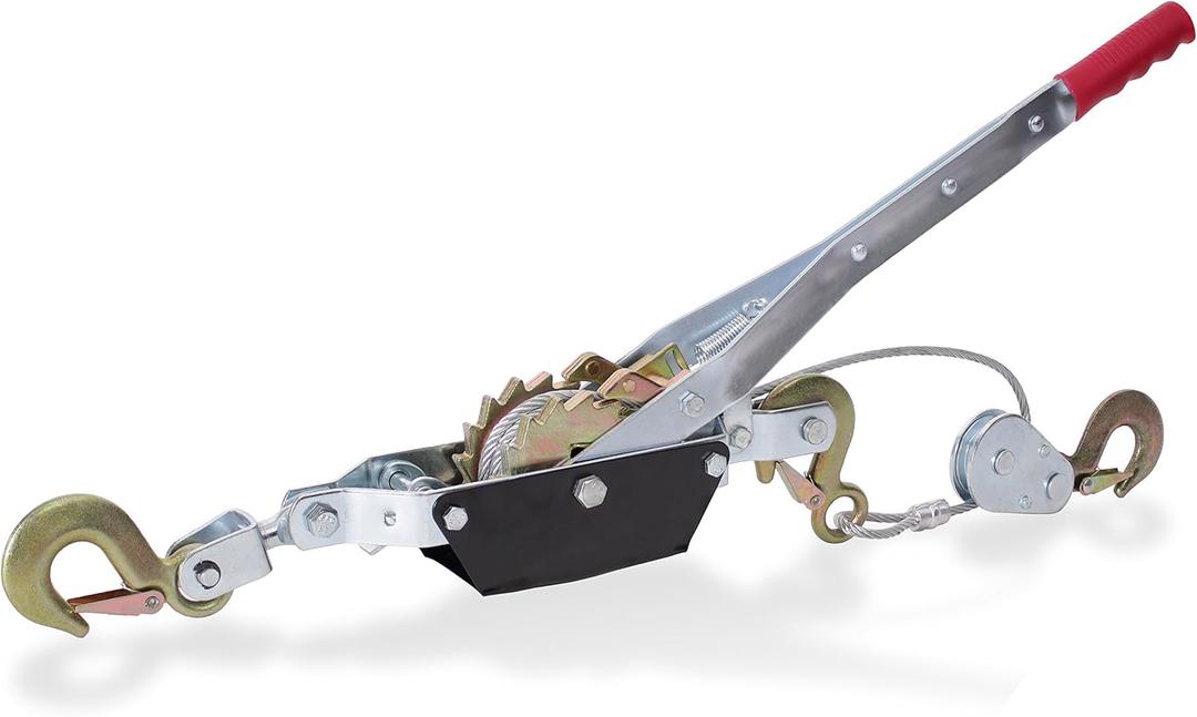 Come Along Winch Heavy Duty - 2 Ton Power Puller Hand Winch with 10ft Cable and Pulley - Come Along Tool - Power Cable Puller with Dual Gears Ratchet System for Easy Hand Pulling (3 Hooks)- Drixet