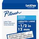 Brother TZe135 Laminated Tape, 1/2 Inch, White on Clear