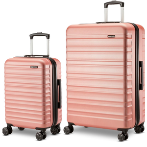 Amazon Basics 2-Piece Set (21", 30"), Hardshell Suitcases With Wheels, Expandable For Up to 25% More Space, With Scratch-Resistant Surface, Four Multi-directional Wheels, Rose Gold