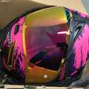 Womens Motorcycle Helmet with Bluetooth - DOT Modular Motorcycle Helmets with Dual Visor, Flip Up Full Face Purple Helmet with Speaker and Mic (Pink Black, M)