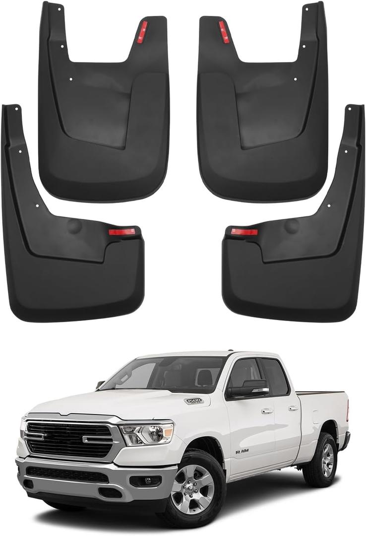Autorder Mud Flaps Splash Guards for 2019-2022 2023 2024 Dodge Ram 1500 Accessories Mudflap Fender Flares Front and Rear Mud Guard Set 4PCS (Without OEM Fender Flares)
