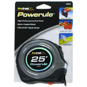 1" x 25' POWERULE TAPE MEASURE, RUBBER GRIP, 2 CT Sticky Hook Set