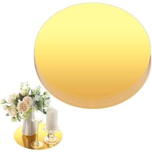 Thyle 12 Pcs 12 Inch Acrylic Round Mirror for Table Centerpieces Circle Mirror Candle Plates for Wall Wedding Table Centerpieces for Christmas Party Decor, Thickness 1 mm (Gold)