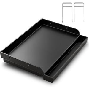 17" x 13" Nonstick Coating Cooking Griddle for Gas Grill, Universal Flat Top Cooking Plate Insert for Charcoal/Gas/Electric Grill with Grease Groove and Removable Handles