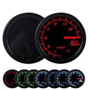 7 Color EGT Gauge,0-1500 F Pyrometer Exhaust Gas Temp Gage Meter Kit 2-1/16" 52mm LED Backlight Black EGT Gauge - Detect and Display The Exhaust Temperatures for Diesel Trucks