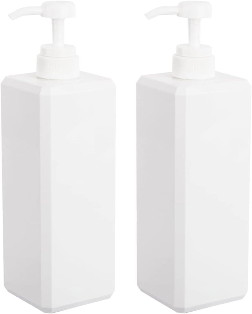 Pump Bottle, Refillable Plastic Empty Lotion Soap Dispenser Liquid Container for Bathroom Shampoo and Body Wash, 32oz/1l White 2 Pack