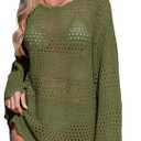 CUPSHE Women's Swimsuit Cover Up Crochet Bathing Suit Mesh Swimwear Knit Pullover Beach Dress, Size Large