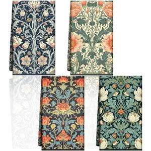 Tegeme 4 Pcs William Morris Floral Kitchen Towel Retro Vintage Flowers Dish Towels 18 x 26 Inch Decorative Hand Tea Towel for Bathroom Baking Cooking Cleaning Holiday Party Supplies