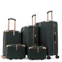 LARVENDER Luggage Sets for Women 5 Piece Hardside Expandable Suitcases with Wheels TSA Lock, Lightweight Travel Carry On Suitcase Set with Cosmetic Case, Black Brown