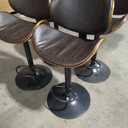 YaFiti Bar Stools Set of 4, Bentwood Adjustable Height Swivel Bar Stools, PU Leather Upholstered Bar Chair with Back and Footrest for Bar, Kitchen, Dining Room, Black