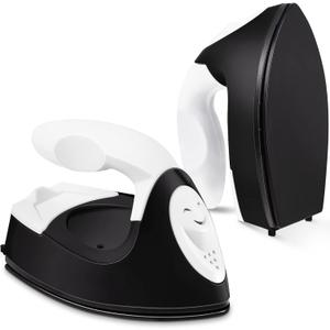 Honoson Mini Craft Iron Mini Heat Press Small Iron 3.93 x 2.36 x 2.76 in Portable Handy Tiny Flatiron with Charging Base Accessory for Fuse Bead Patch DIY Heat Transfer Vinyl(Black)