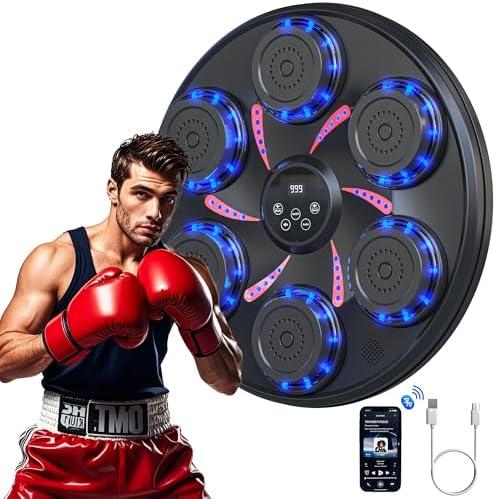 BOMMETER Music Boxing Machine, Wall Mounted Music Boxing Trainer with Gloves, Smart Bluetooth Workout Punching Equipment for Adults Kids, Perfect for Home, Indoor and Gym 2 Pack