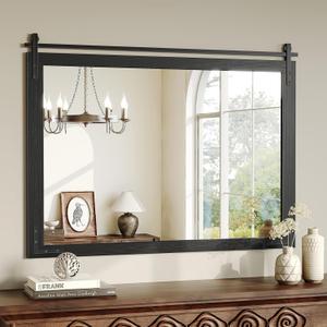 Brightify Black Bathroom Mirror, 40"x30" Farmhouse Wall Mirror
