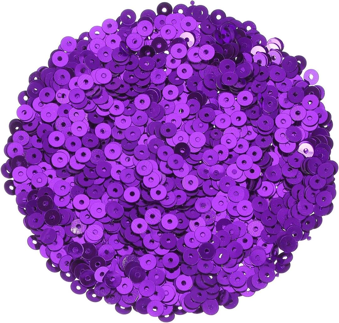 uxcell 30000Pcs Flat Sequin Paillettes, 4mm/0.16" Flat Round Loose Sequin with Single Holes - 3.53 oz (100g) for DIY Crafts Sewing Embroidery Clothing, Dark Purple