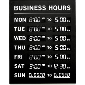 Kubik Letters Business Hours Sign With Vinyl for Numbers - Open Closed Sign for Stores and Restaurants - Glass Door Operation Hours
