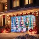 13x6ft Christmas Garage Door Cover Fairy Tale 3D Macaron Palette Nutcracker Candy Color Trees Snowflakes Checkerboard Floor Holiday Party Decorations Indoor Outdoor Wall Background