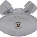 Eastman Multi-Turn Dual Outlet 3-Way Shut-Off Valve, 1/2 Inch FIP x 3/8 Inch OD Compression x 1/4 Inch OD Compression, Chrome Plated, 04320LF