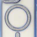 MagSafe Compatible Case Metallic Color Rhinestone Glitter Case for iPhone 16ProMax Glitter, Blue
