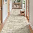 Kitchen Runner Rugs Non Skid Washable - 2.5 x 10 Runner Rug with Anti Slip Backing, Ultra-Thin Soft Rug Runner for Hallway, Bedroom, Living Room (2.5'x10', Brown/Ivory)