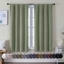 Simplebrand Ava Sage Green Blackout Curtains for Bedroom 63 Inch Length 2 Panels Set, Solid Thermal Insulated Energy Saving Rod Pocket Window Treatment Curtains Blackout Drapes, W40 x L63 Inch, Sage