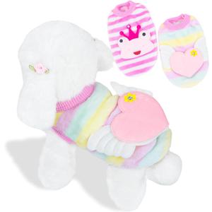 2 Pack Teacup Dog Clothes Warm Soft Fleece Extra Small Dog Sweaters for Puppy Chihuahua Yorkies Girl Fall Winter Cute Sweater Pet Clothes for Kitten, Rabbits, Guinea Pig,1.6-3lbs XXS (Pink)