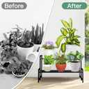 Lilybud--lily Plant Stand Indoor Outdoor, 2-Tier Wrought Iron Plant Stands, Stackable Metal Plant Shelf Decorative Outdoor Flower Stand Heavy Duty Pedestal Stands for Garden Deck Living Room, Black