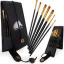 MyArtscape Miniature Paint Brushes with Holder, Set of 12 for Detail & Fine Point Painting - use with Acrylic, Watercolor, Oil, Gouache - for Pinstriping & Lettering - Art Supplies