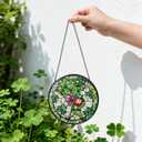 2 x St Patricks Day Decor Irish Gifts for Women Men Stained Glass St Patrick's Day Ornament Leprechaun Shamrock Window Hanging Decorations 6 Inch