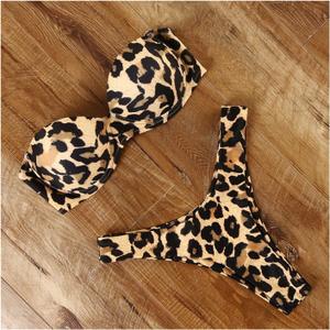 Leopard Bikini Push Up Swimsuit Sexy Women Bikini Set Thong Bathing Suit Bandeau Beach Wear Swimwear (Color : 11, Size : Medium)