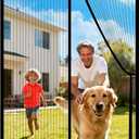 METAONLY Magnetic Screen Door Mesh Fits 30" x 80" Door - Curtain Size 32" x 82", Works for Patio, Sliding Door, Keeps Bug Mosquito Out, Fresh Air Flow, Black with Stay-Open Straps