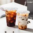 Lamosi 100 Pack 16 oz Clear Plastic Cups with Lids and Straws, Disposable Plastic Coffee Cups with Lids for Iced Coffee, Cold Beverages, Smoothies and To-Go Drinks