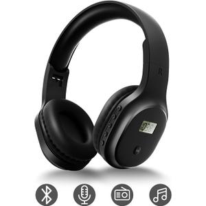 Wireless Headphones with FM Radio and Bluetooth 5.0, Rechargeable Portable Headset with Built-in Microphone, Lightweight and Comfortable Ear Muffs for Jogging, Mowing, Cycling, and More