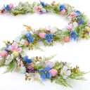 Ceenna 6ft Easter Garland Easter Egg Garland Flower Wreath with Flowers Eggs Leaves for Spring Mantle Fireplaces Archways Home Table Centerpieces Decoration (Pink Flower)