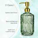 COHOSEGE 17 Oz Green Glass Kitchen Soap Dispenser for Dish Soap, 2 Pack Bathroom Soap Dispenser Set with Gold Rust Proof Pump for Lotion, Hand soap or Body Wash