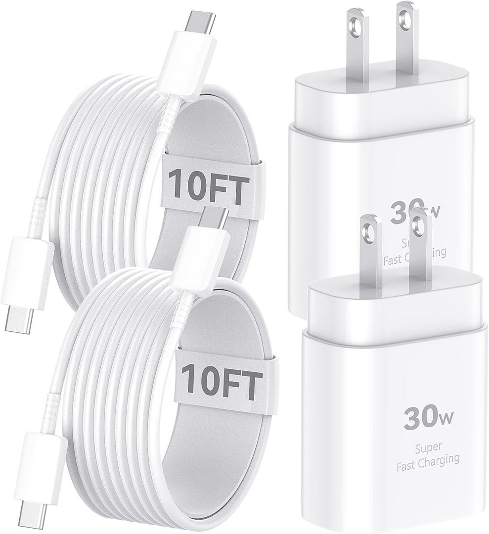 iPhone 16 15 Charger Fast Charging 30W USB C Charge Block Type C Charger with 10FT Long Cable Cord Compatible with iPhone 16 Pro Max/16 Plus/16 Pro/16/iPhone 15/15 Pro Max/15 Plus,iPad/Android Phone (10 FT, white)
