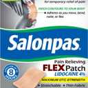 Salonpas Maximum OTC Strength Lidocaine 4% Pain Relieving Flex Patch, Apply for Up to 8 Hours, Unscented, Thin, Flexible, Lightweight, Patch Stays in Place, 7 Patches